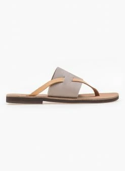 Σανδάλια δερμάτινα με φάσα και λουράκι Estil - Γκρι -The Fashion Project Κατάστημα estil dermatina sandalia me fasa kai louraki 91768 8kp2