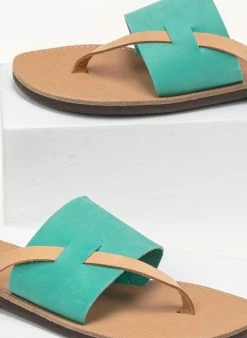 Σανδάλια δερμάτινα με φάσα και λουράκι Estil - Μέντα