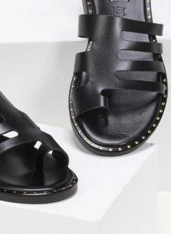 Σανδάλια δερμάτινα με κοψίματα στη φάσα Estil - Μαύρο -The Fashion Project Κατάστημα estil dermatina sandalia me kopsimata sti fasa 91404 u50o