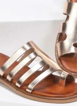 Σανδάλια δερμάτινα με κοψίματα στη φάσα Estil - Χαλκός -The Fashion Project Κατάστημα estil dermatina sandalia me kopsimata sti fasa 91406 d4cx