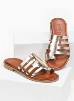 Σανδάλια δερμάτινα με κοψίματα στη φάσα Estil - Χαλκός -The Fashion Project Κατάστημα estil dermatina sandalia me kopsimata sti fasa 91406 ybb4