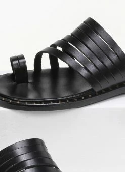 Σανδάλια δερμάτινα με λεπτά λουράκια Estil - Μαύρο -The Fashion Project Κατάστημα estil dermatina sandalia me lepta lourakia 91423 j30p