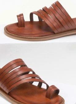 Σανδάλια δερμάτινα με λεπτά λουράκια Estil - Ταμπά -The Fashion Project Κατάστημα estil dermatina sandalia me lepta lourakia 91424 j2sk