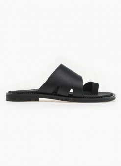 The Fashion Project Σανδάλια Estil δερμάτινα με λοξή φάσα - Μαύρο -The Fashion Project Κατάστημα estil dermatina sandalia me loksi fasa 91883 ijs5
