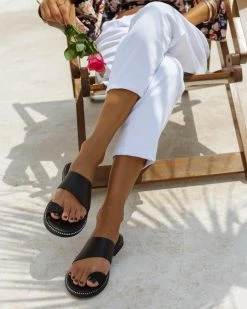 The Fashion Project Σανδάλια Estil δερμάτινα με λοξή φάσα - Μαύρο -The Fashion Project Κατάστημα estil dermatina sandalia me loksi fasa 91883 kscx