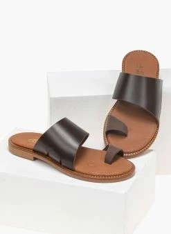 The Fashion Project Σανδάλια Estil δερμάτινα με λοξή φάσα - Καφέ -The Fashion Project Κατάστημα estil dermatina sandalia me loksi fasa 91892 7lj9