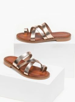 Σανδάλια δερμάτινα με λουράκια χιαστί Estil - Χαλκός -The Fashion Project Κατάστημα estil dermatina sandalia me lourakia xiasti 91421 2sur