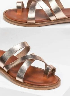 Σανδάλια δερμάτινα με λουράκια χιαστί Estil - Χαλκός -The Fashion Project Κατάστημα estil dermatina sandalia me lourakia xiasti 91421 hri2