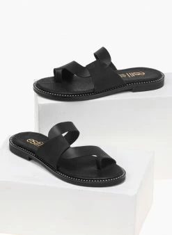 Δερμάτινα σανδάλια με Nubuck λεπτομέρεια Estil - Μαύρο