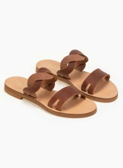 Estil Σανδάλια δερμάτινα με πλεξούδα στη φάσα - Ταμπά -The Fashion Project Κατάστημα estil dermatina sandalia me pattern fidi sta loura 91415 9ghe