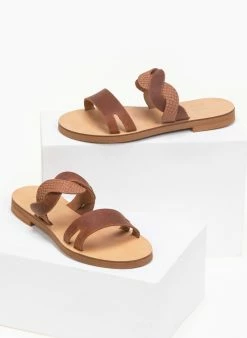 Estil Σανδάλια δερμάτινα με πλεξούδα στη φάσα - Ταμπά