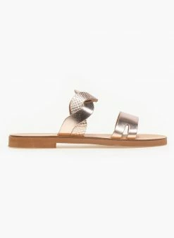 Estil Σανδάλια δερμάτινα με πλεξούδα στη φάσα - Χαλκός -The Fashion Project Κατάστημα estil dermatina sandalia me pattern fidi sta loura 91416 a6hc