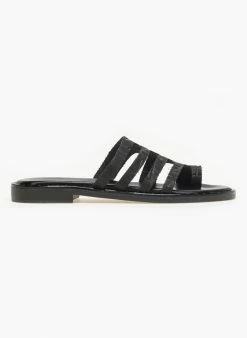 Σανδάλια δερμάτινα κροκό Estil - Μαύρο 5 Σανδάλια δερμάτινα κροκό Estil - Μαύρο -The Fashion Project Κατάστημα estil dermatina sandalia me pattern kroko 91401 4kkw