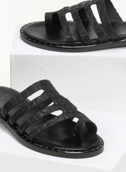 Σανδάλια δερμάτινα κροκό Estil - Μαύρο 4 Σανδάλια δερμάτινα κροκό Estil - Μαύρο -The Fashion Project Κατάστημα estil dermatina sandalia me pattern kroko 91401 btwv