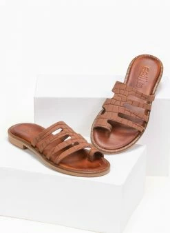 Σανδάλια δερμάτινα κροκό Estil - Ταμπά