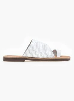 Σανδάλια δερμάτινα με Pattern ψάθα Estil - Λευκό -The Fashion Project Κατάστημα estil dermatina sandalia me pattern psatha 91757 4sp3