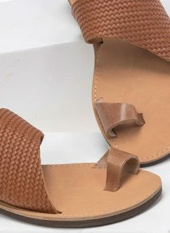 Σανδάλια δερμάτινα με Pattern ψάθα Estil - Ταμπά