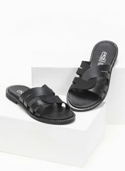 Σανδάλια δερμάτινα με περαστές φάσες Estil - Μαύρο -The Fashion Project Κατάστημα estil dermatina sandalia me perastes fases 91162 5kxo