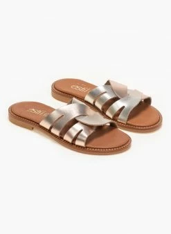 Σανδάλια δερμάτινα με περαστές φάσες Estil - Χρυσό -The Fashion Project Κατάστημα estil dermatina sandalia me perastes fases 91165 i9jm