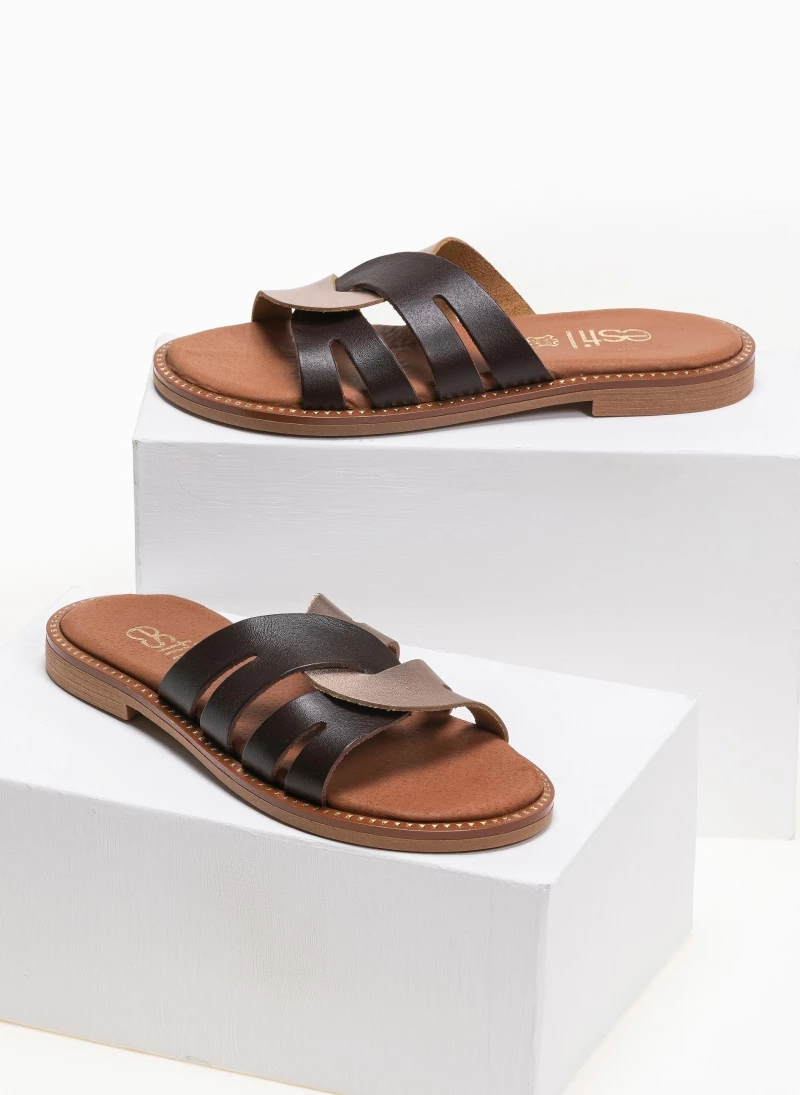 Σανδάλια δερμάτινα με περαστές φάσες estil - Mocha Σανδάλια δερμάτινα με περαστές φάσες Estil - Mocha -The Fashion Project Κατάστημα estil dermatina sandalia me perastes fases 91167 5kfr