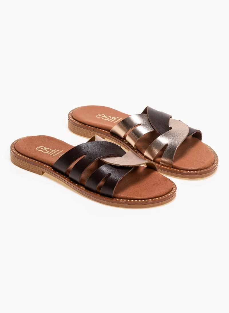 Σανδάλια δερμάτινα με περαστές φάσες estil - Mocha Σανδάλια δερμάτινα με περαστές φάσες Estil - Mocha -The Fashion Project Κατάστημα estil dermatina sandalia me perastes fases 91167 72v7