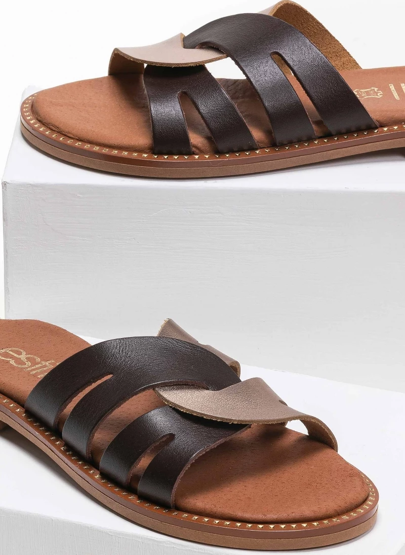 Σανδάλια δερμάτινα με περαστές φάσες estil - Mocha Σανδάλια δερμάτινα με περαστές φάσες Estil - Mocha -The Fashion Project Κατάστημα estil dermatina sandalia me perastes fases 91167 u8ml