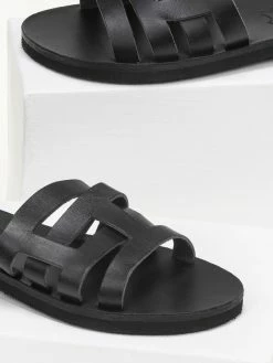 Σανδάλια δερμάτινα με περαστές φάσες Estil - Μαύρο -The Fashion Project Κατάστημα estil dermatina sandalia me perastes fases 92600 vs5b