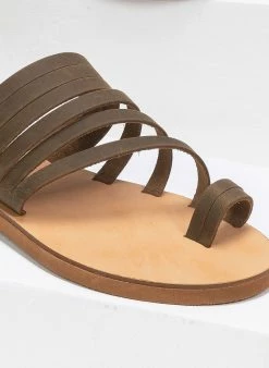 Σανδάλια δερμάτινα με πολλά λουράκια Estil - Χακί -The Fashion Project Κατάστημα estil dermatina sandalia me polla lourakia 91254 jr3j