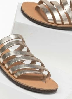 Σανδάλια δερμάτινα με λουράκια Estil - Χρυσό