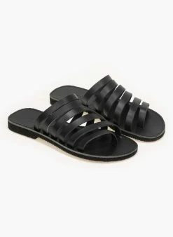 Σανδάλια δερμάτινα με λουράκια Estil - Μαύρο -The Fashion Project Κατάστημα estil dermatina sandalia me polla lourakia 92460 slyp