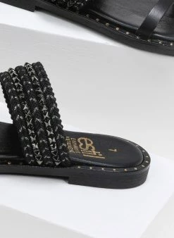 Σανδάλια δερμάτινα με τρουκς στη φάσα Estil - Μαύρο -The Fashion Project Κατάστημα estil dermatina sandalia me trouks sti fasa 90442 wlza