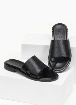 Σανδάλια δερμάτινα με τσαλακωτό δέρμα Estil - Μαύρο -The Fashion Project Κατάστημα estil dermatina sandalia me tsalakwto derma 91187 87z7