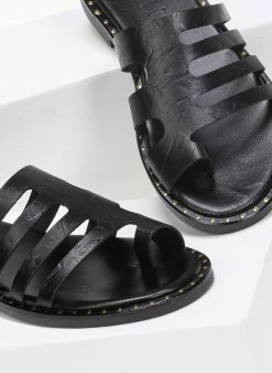 Σανδάλια δερμάτινα με τσαλακωτό Pattern Estil - Μαύρο -The Fashion Project Κατάστημα estil dermatina sandalia me tsalakwto pattern 91398 f1u6