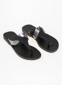 Σανδάλια δερμάτινα με διχρωμία Estil - Μαύρο -The Fashion Project Κατάστημα estil dixrwmes dermatines sagionares 77226 t7vc