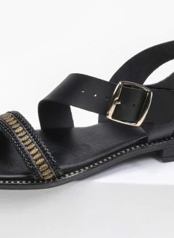 Σανδάλια δερμάτινα με λοξή φάσα Estil - Μαύρο -The Fashion Project Κατάστημα estil isia dermatina pedila me loksi fasa 89687 r0pf