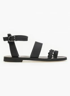 Σανδάλα δερμάτινα Ankle Strap Estil - Μαύρο -The Fashion Project Κατάστημα estil nubuck dermatina pedila 91139 40s0