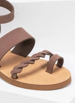 Σανδάλα δερμάτινα Ankle Strap Estil - Πούρο -The Fashion Project Κατάστημα estil nubuck dermatina pedila 91140 197p