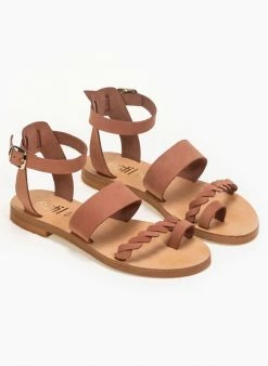 Σανδάλα δερμάτινα Ankle Strap Estil - Κεραμιδί -The Fashion Project Κατάστημα estil nubuck dermatina pedila 91141 91o5