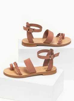 Σανδάλα δερμάτινα Ankle Strap Estil - Κεραμιδί -The Fashion Project Κατάστημα estil nubuck dermatina pedila 91141 grhw