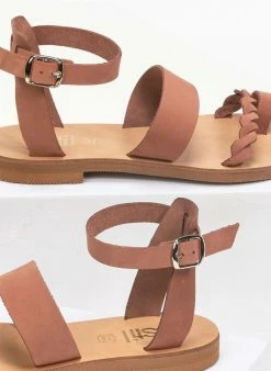 Σανδάλα δερμάτινα Ankle Strap Estil - Κεραμιδί -The Fashion Project Κατάστημα estil nubuck dermatina pedila 91141 wfkp