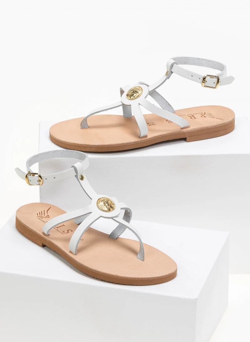 Σανδάλια δερμάτινα με μπαρέτα Iris - Λευκό Σανδάλια δερμάτινα με μπαρέτα Iris - Λευκό -The Fashion Project Κατάστημα flat dermatina pedila me mpareta 90606 6g5w