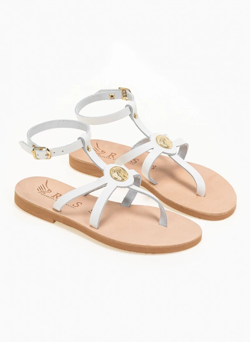 Σανδάλια δερμάτινα με μπαρέτα Iris - Λευκό Σανδάλια δερμάτινα με μπαρέτα Iris - Λευκό -The Fashion Project Κατάστημα flat dermatina pedila me mpareta 90606 mnmj