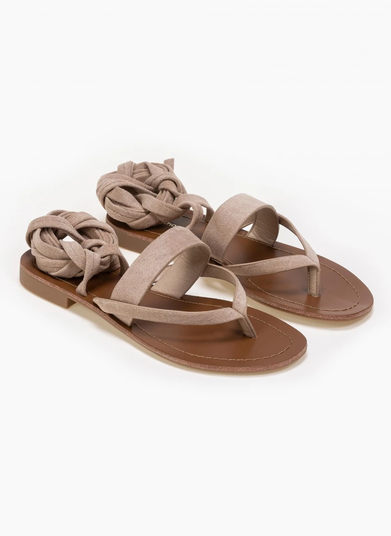 The Fashion Project Σανδάλια με κορδόνια Suede - Μπεζ - Image 2