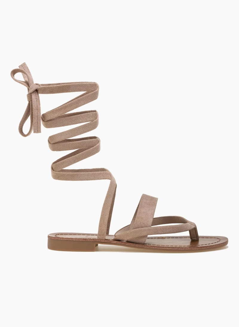 The Fashion Project Σανδάλια με κορδόνια Suede - Μπεζ