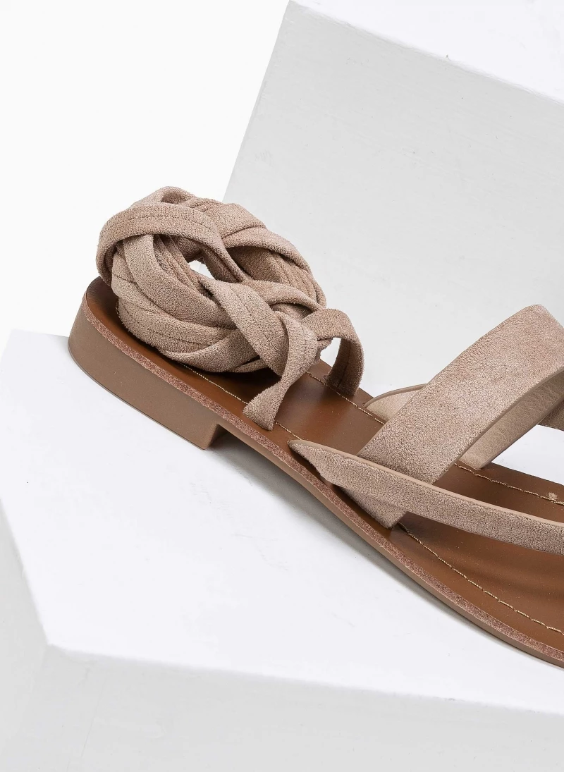 The Fashion Project Σανδάλια με κορδόνια Suede - Μπεζ - Image 3