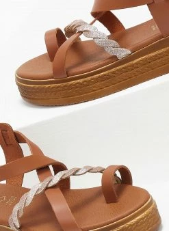 Flatforms δερμάτινα με Glitter Estil - Ταμπά -The Fashion Project Κατάστημα flatforms dermatina me glitter estil 110512 2t3g