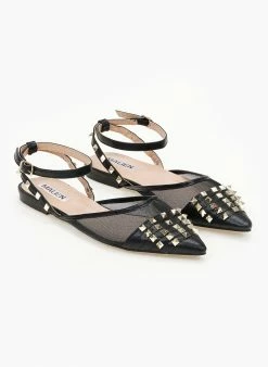 The Fashion Project Μπαλαρίνες ίσιες με διαφάνεια και τρουκς - Μαύρο -The Fashion Project Κατάστημα goves isies me diafaneia kai trouks 99906 8bm2