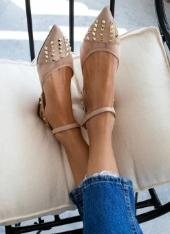 The Fashion Project Μπαλαρίνες ίσιες με διαφάνεια και τρουκς - Μπεζ