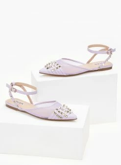 The Fashion Project Μπαλαρίνες ίσιες με διαφάνεια και τρουκς - Λιλά -The Fashion Project Κατάστημα goves isies me diafaneia kai trouks 99948 vwrs