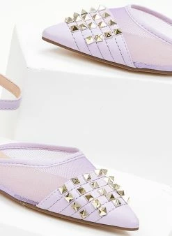 The Fashion Project Μπαλαρίνες ίσιες με διαφάνεια και τρουκς - Λιλά -The Fashion Project Κατάστημα goves isies me diafaneia kai trouks 99948 x4kn